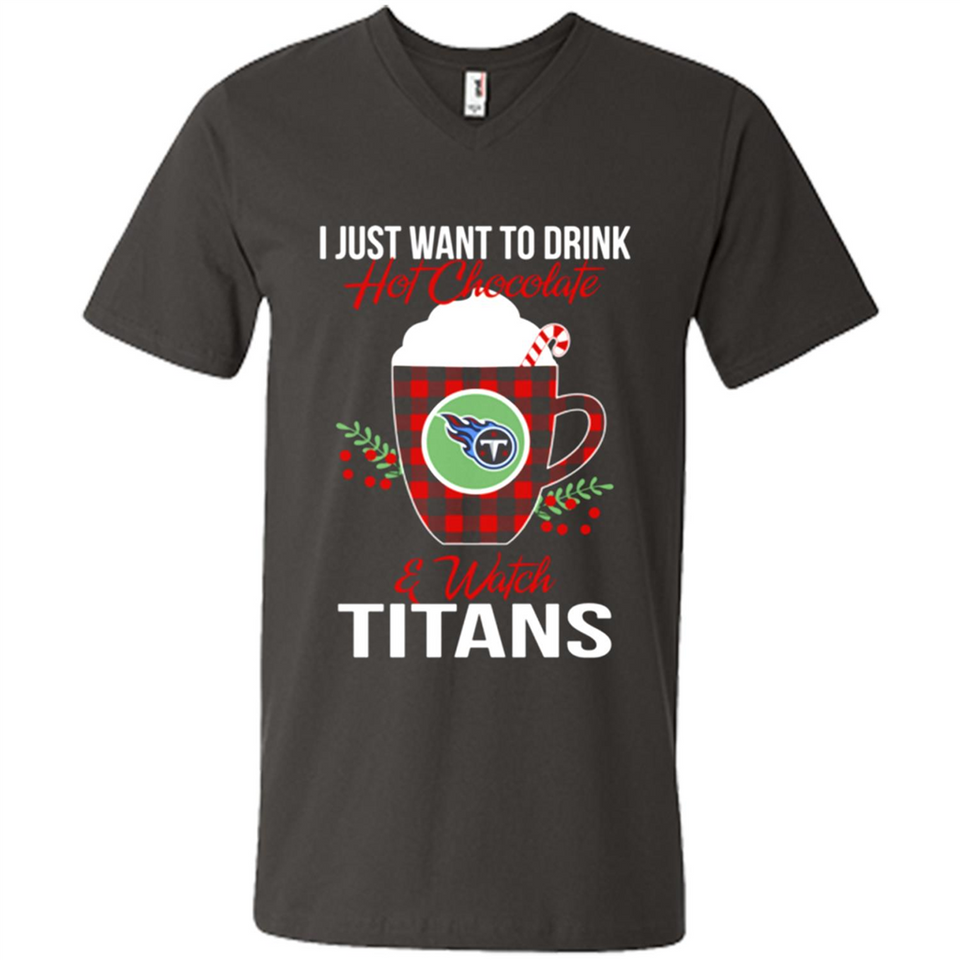 I Just Want To Drink Hot Chocolate & Watch Tennessee Titans Ugly Christmas Sweater PINGPONG