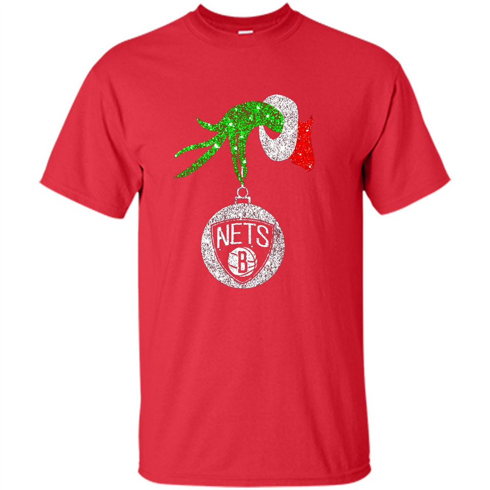 Fantastic Brooklyn Nets Glitter Grinch Monogram Ornament Christmas Gift - Shirt