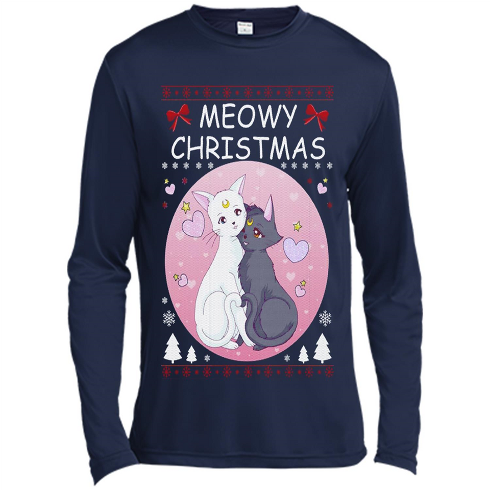 Sailor Moon Yin Yang Cat Love Ugly Christmas Sweater - Canvas Long Sleeve T-Shirt