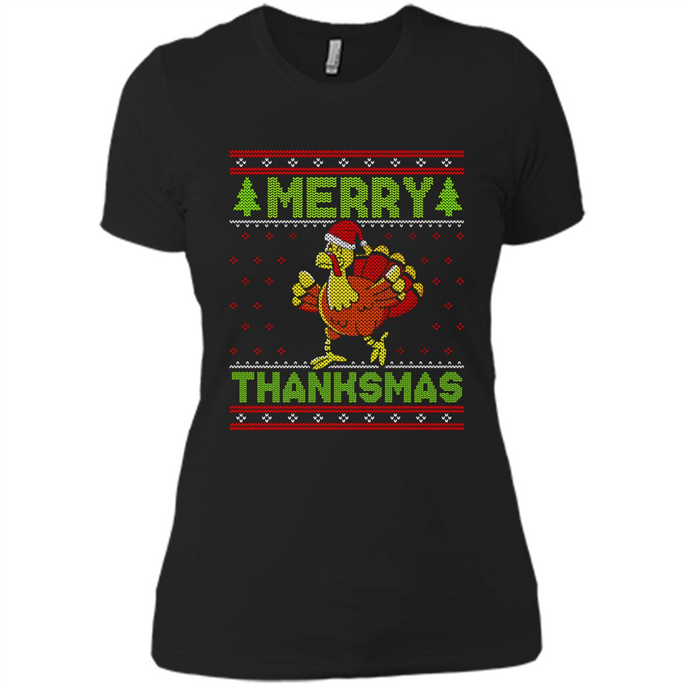 Merry Thankmas Ugly Xmas Thanksgiving Turkey Sweatshirt - Ladies' Boyfriend T-Shirt