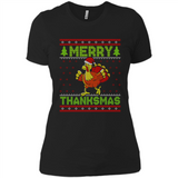 Merry Thankmas Ugly Xmas Thanksgiving Turkey Sweatshirt - Ladies' Boyfriend T-Shirt