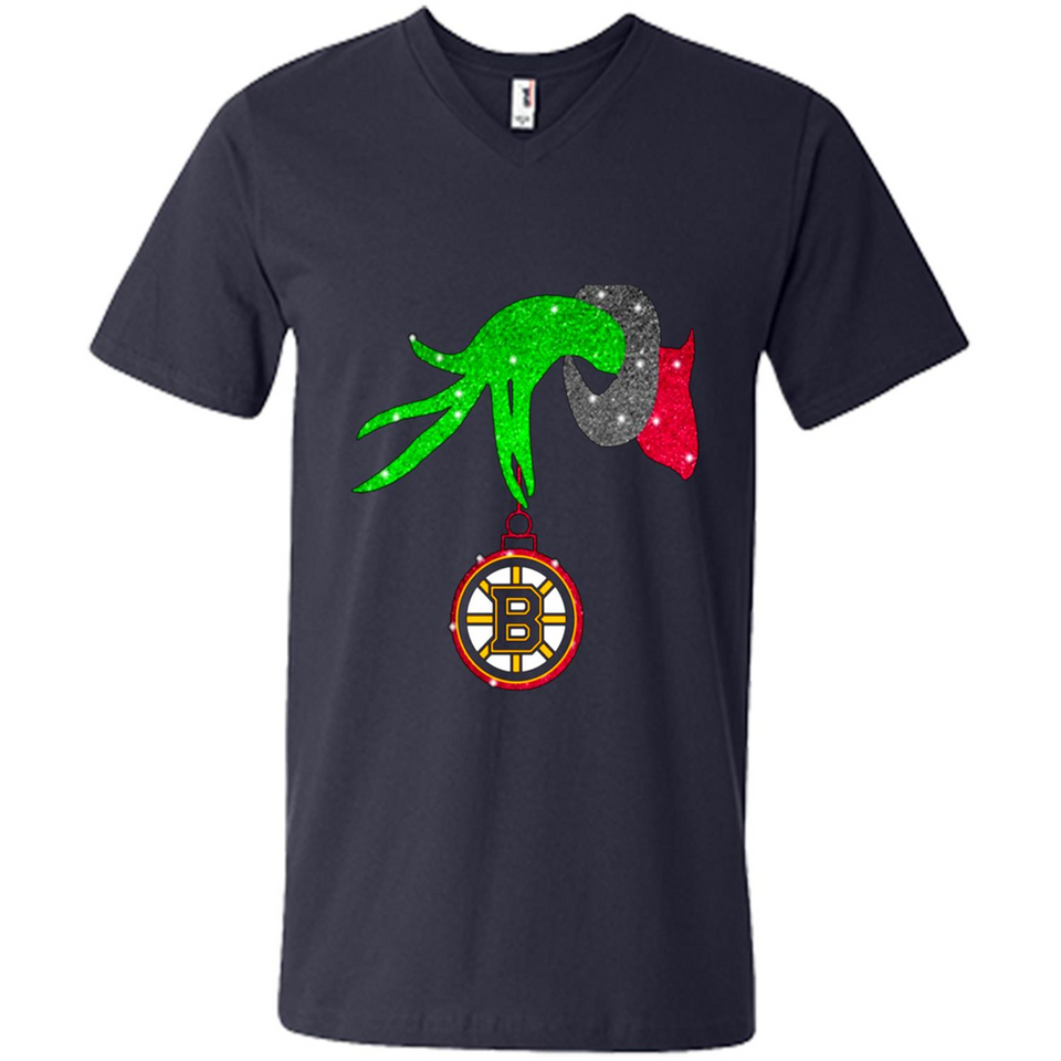 GRINCH HAND HOLDING BOSTON BRUINS GLITTER CHRISTMAS PINGPONG