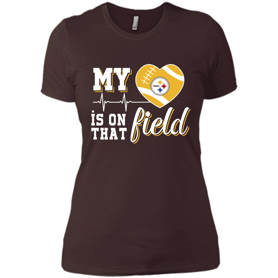 Pittsburgh Steelers Football My Heart is on that Field - Ladies' Boyfriend T-Shirt