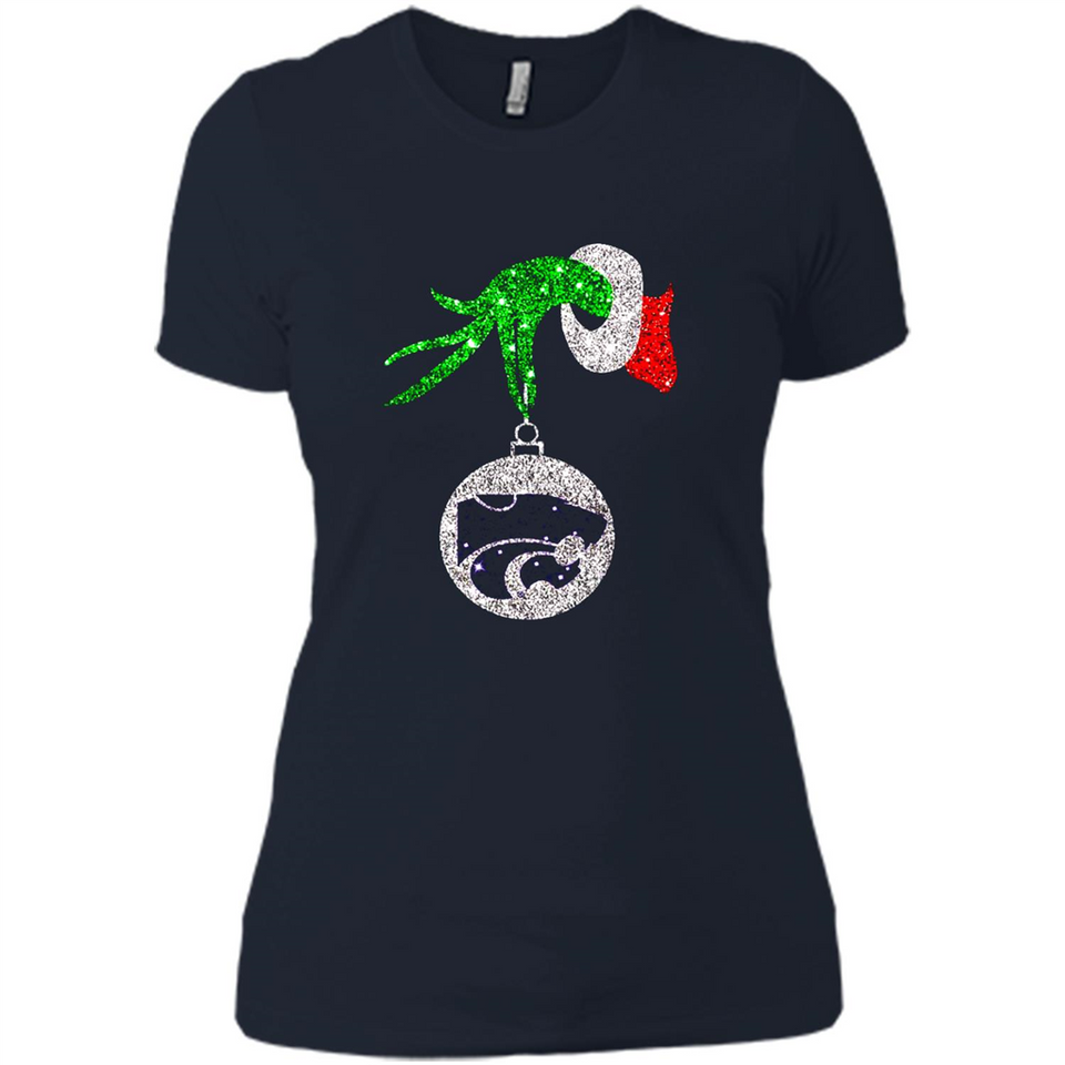 Amazing Kansas State Wildcats Glitter Grinch Monogram Ornament Christmas Gift - Ladies' Boyfriend T-Shirt