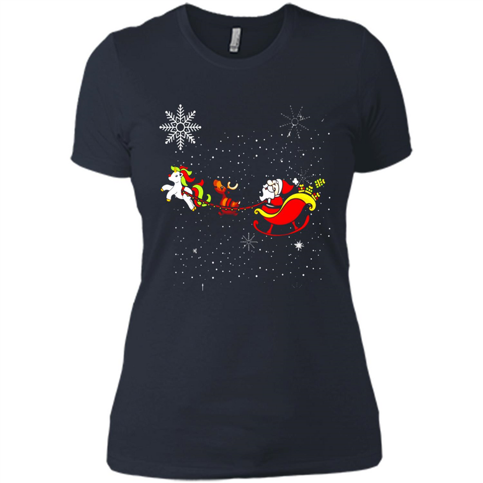 Christmas Unicorn Rudolph and Santa - Ladies' Boyfriend T-Shirt