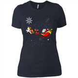 Christmas Unicorn Rudolph and Santa - Ladies' Boyfriend T-Shirt