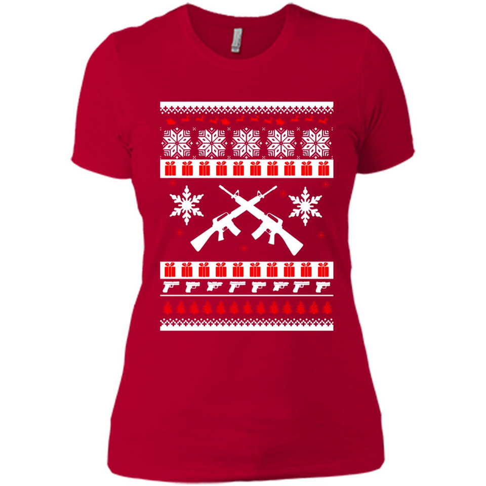 Rifle I Want Rifle Guns For Christmas ugly - Ladies' Boyfriend T-Shirt