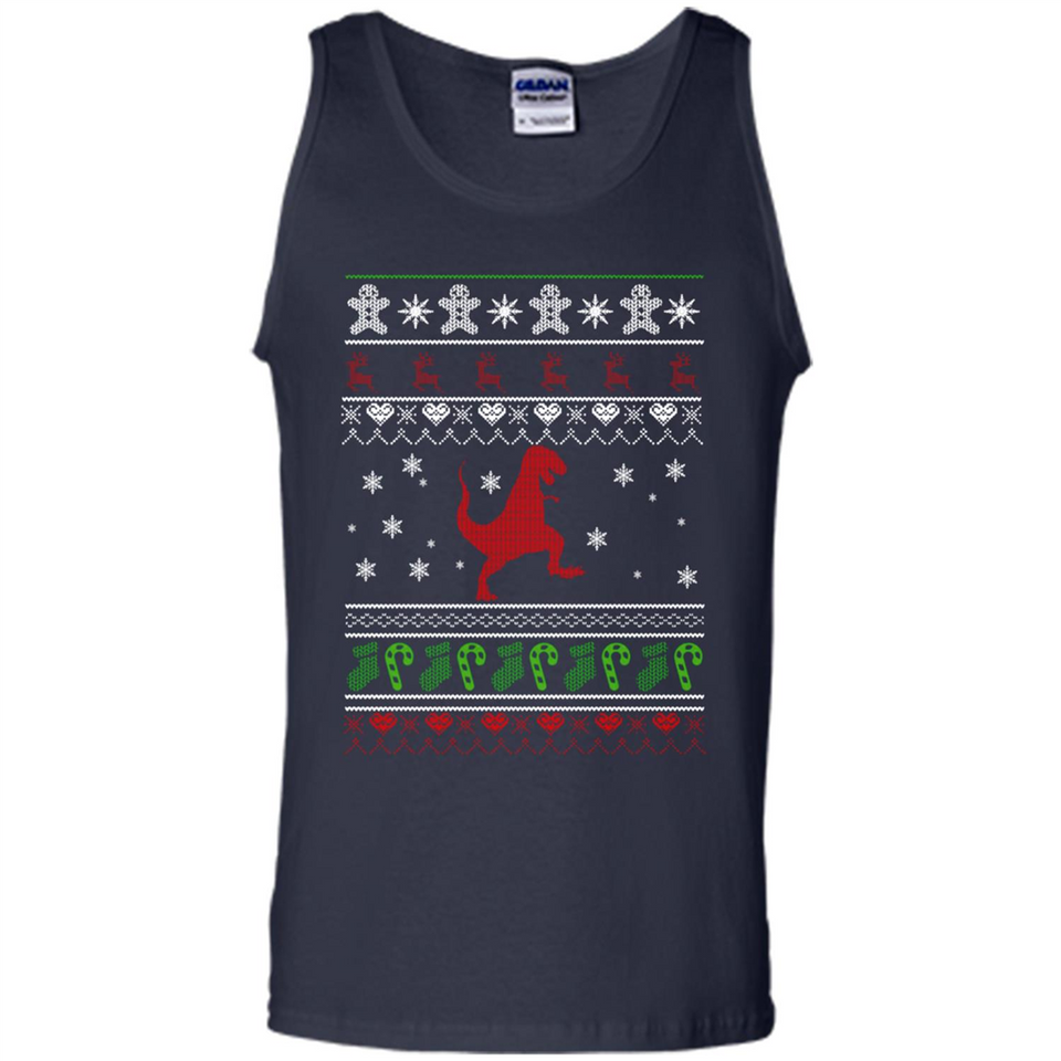 Dinosaur and Santa Ugly Christmas Sweater - Tank Top