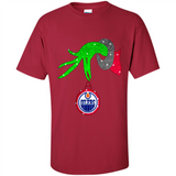 GRINCH HAND HOLDING EDMONTON OILERS GLITTER CHRISTMAS PINGPONG