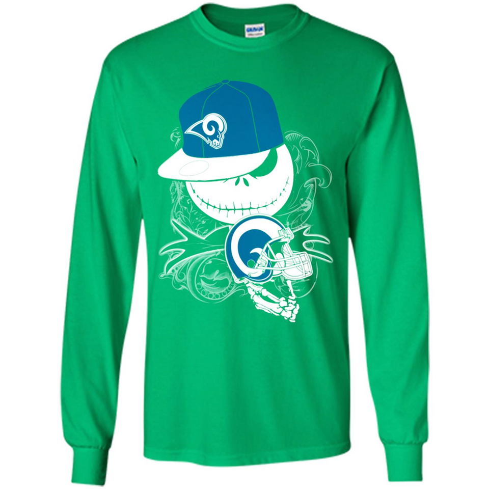 Jack Skellington The Nightmare Before Christmas-Rams Football - Long Sleeve T-Shirt