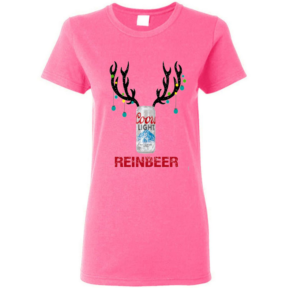 Coors Light Reinbeer Funny Beer Reindeer Christmas Sweatshirt - Ladies Short-Sleeve