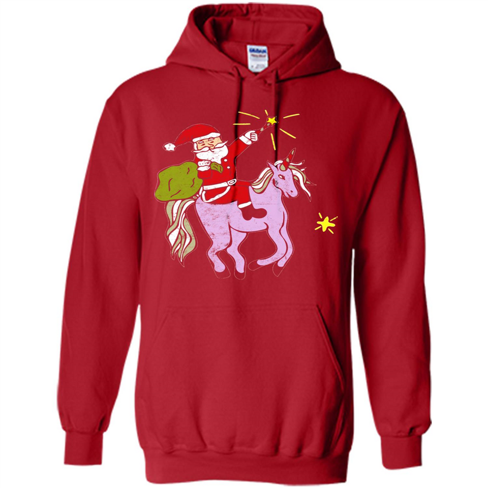 Distressed Retro Santa Riding Unicorn - Hoodie