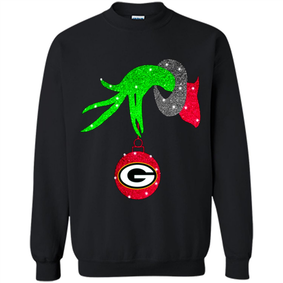 GRINCH HAND HOLDING GREEN BAY PACKERS GLITTER CHRISTMAS PINGPONG