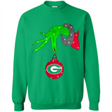GRINCH HAND HOLDING GEORGIA BULLDOGS GLITTER CHRISTMAS PINGPONG