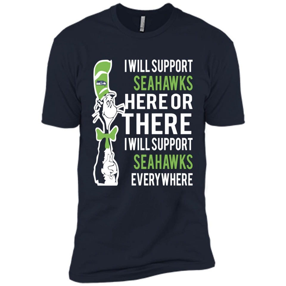 Shirt For Dr Seuss Cat And Seattle Seahawks Fans - Premium Short Sleeve T-Shirt