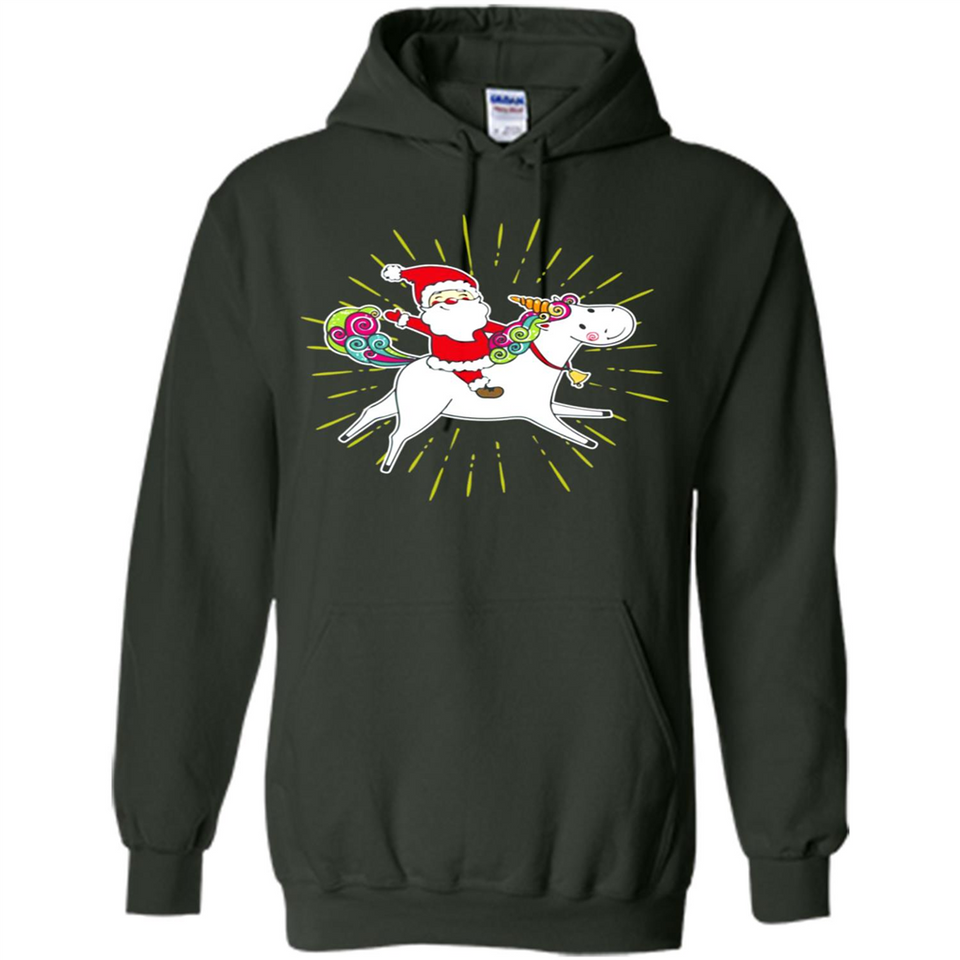 Unicorn And Santa Christmas - Hoodie
