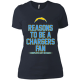 Reasons to be a Los Angeles Chargers Fan Complete List on Back - Ladies' Boyfriend T-Shirt