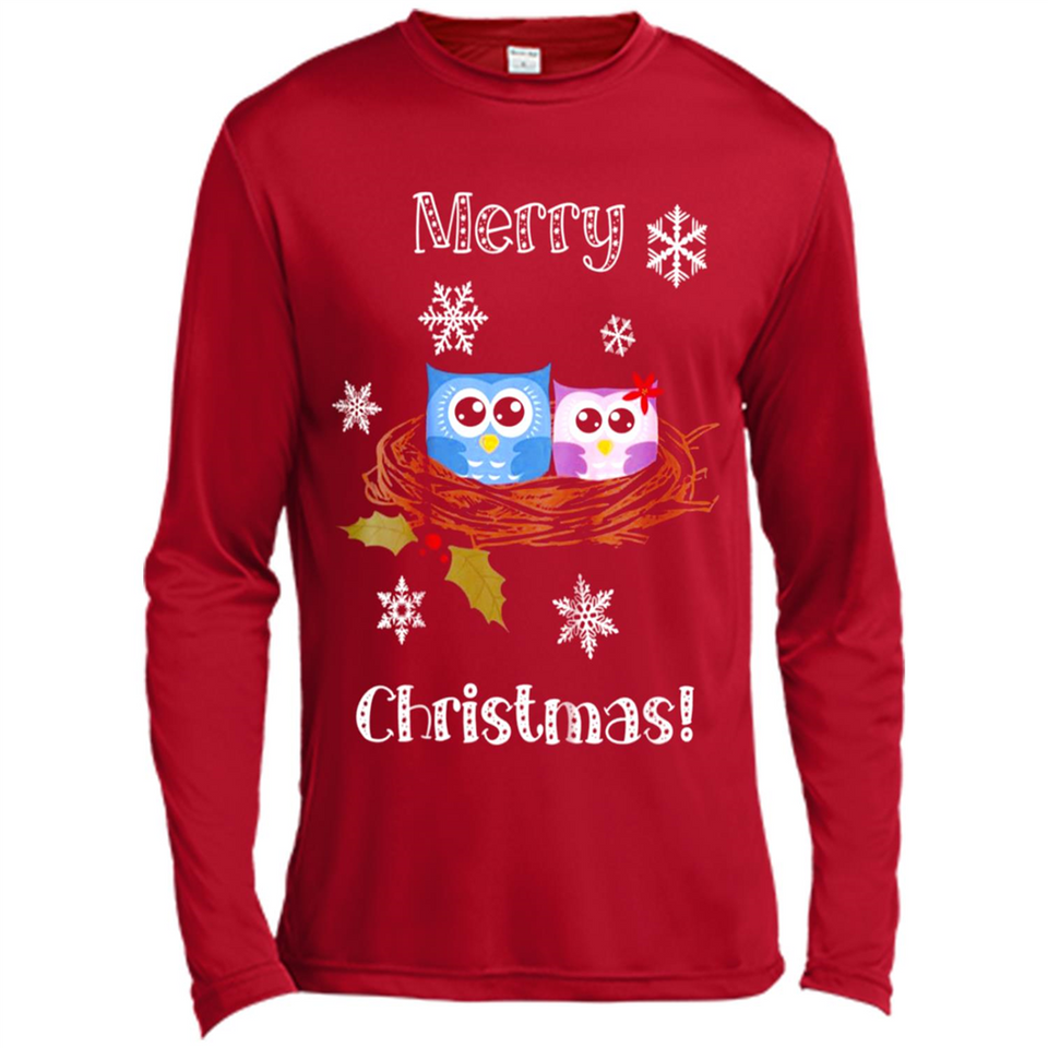 Cute Christmas Shirt Merry Christmas Snowflakes Owls Nest