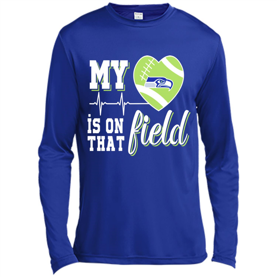 Seattle Seahawks Football My Heart is on that Field - Canvas Long Sleeve T-Shirt
