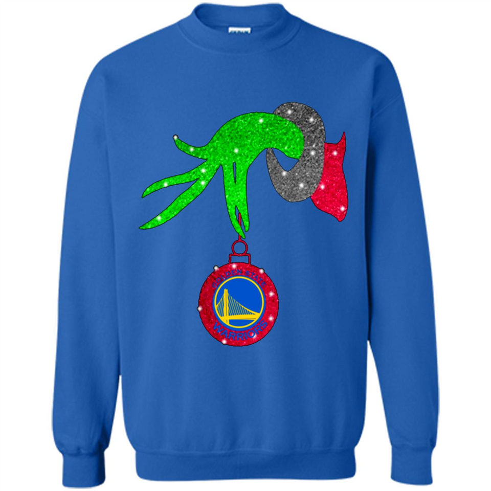 GRINCH HAND HOLDING GOLDEN STATE WARRIORS GLITTER CHRISTMAS PINGPONG