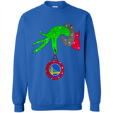GRINCH HAND HOLDING GOLDEN STATE WARRIORS GLITTER CHRISTMAS PINGPONG
