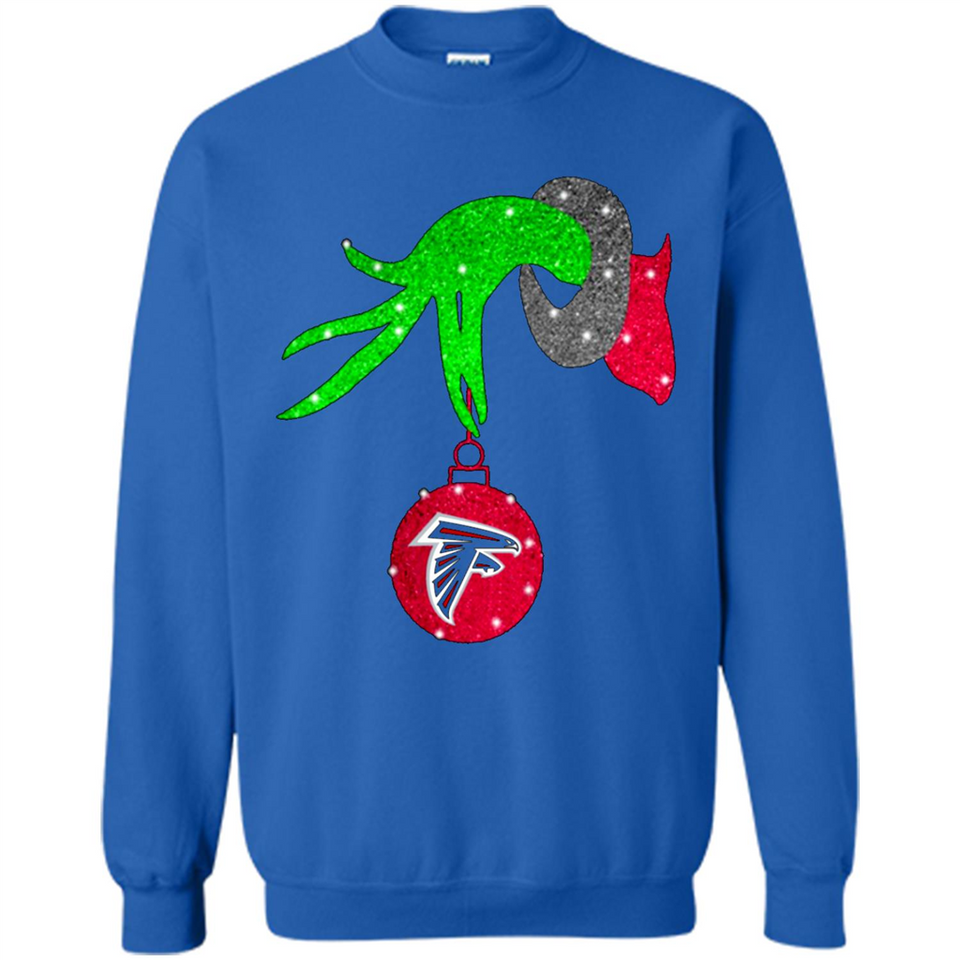 GRINCH HAND HOLDING ATLANTA FALCONS GLITTER CHRISTMAS PINGPONG