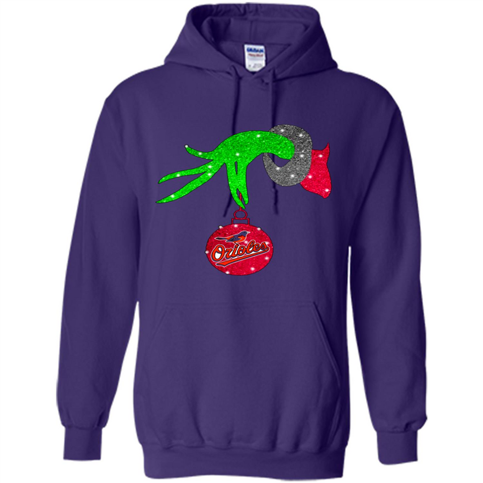 GRINCH HAND HOLDING BALTIMORE ORIOLES GLITTER CHRISTMAS PINGPONG