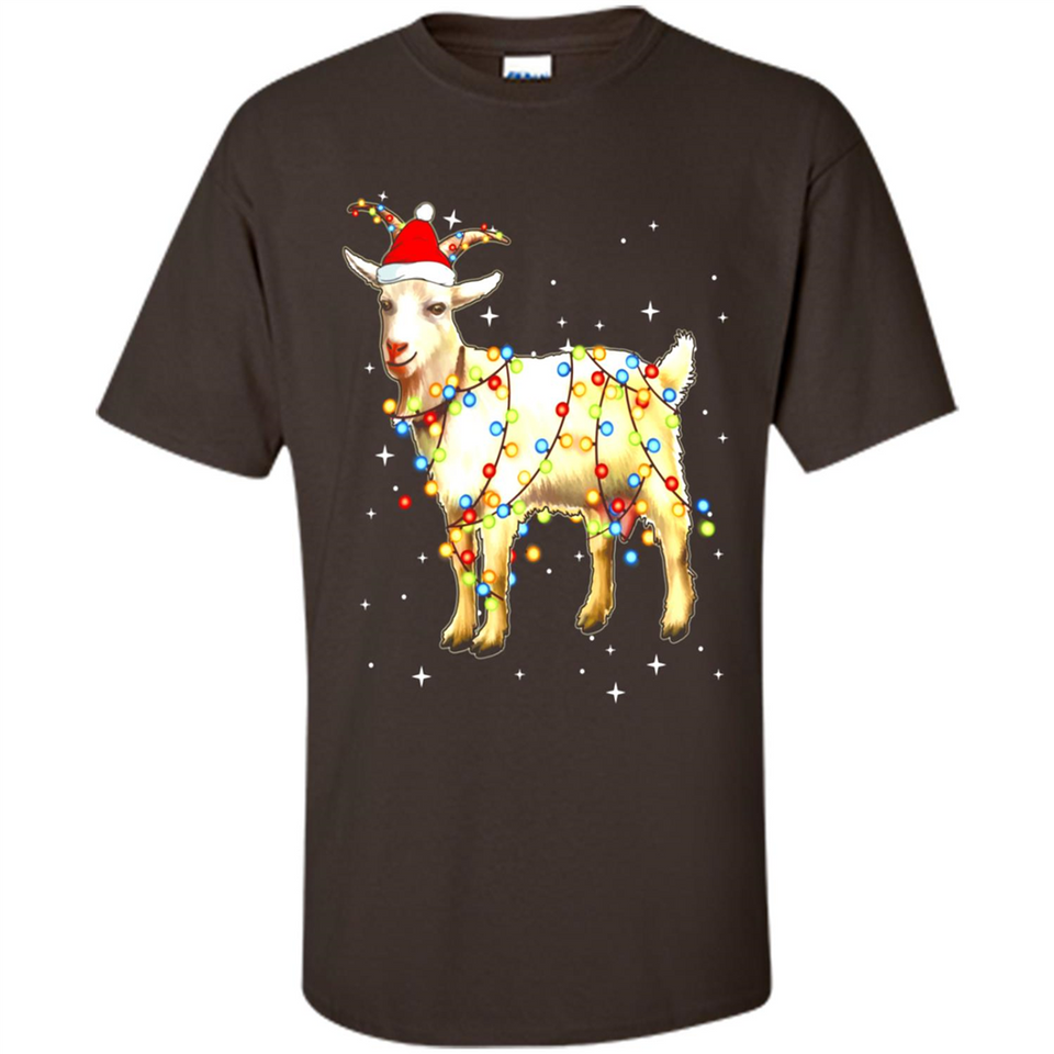 Christmas Lights Goat Wearing Santa Hat Funny Xmas - Shirt