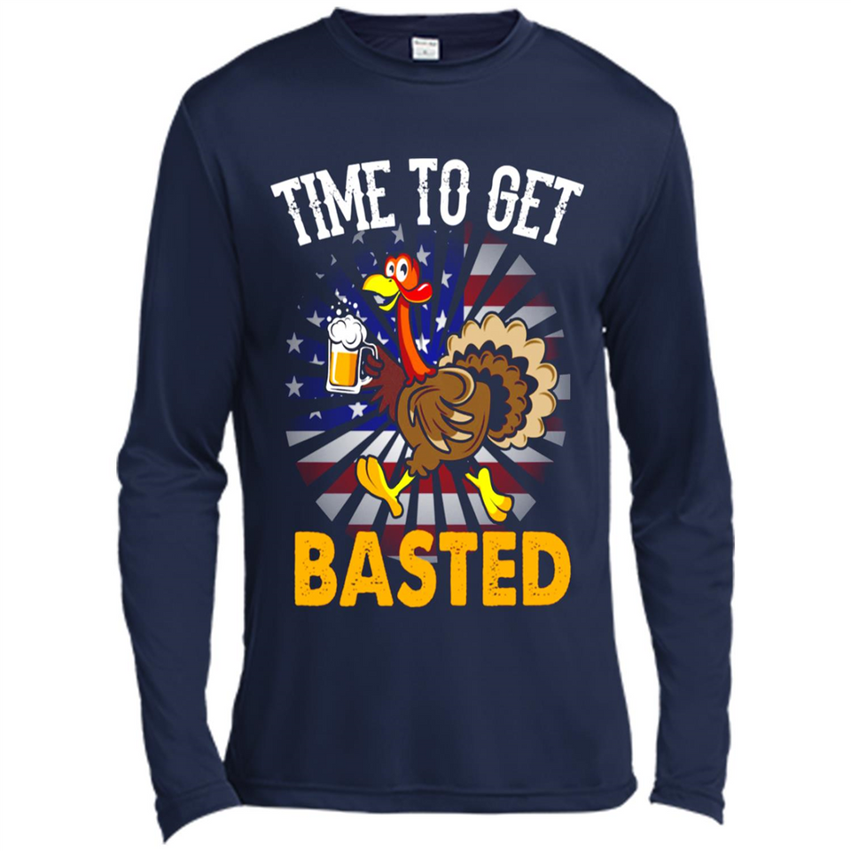 Time To Get Basted Funny Turkey Beer Thanksgiving - Canvas Long Sleeve T-Shirt