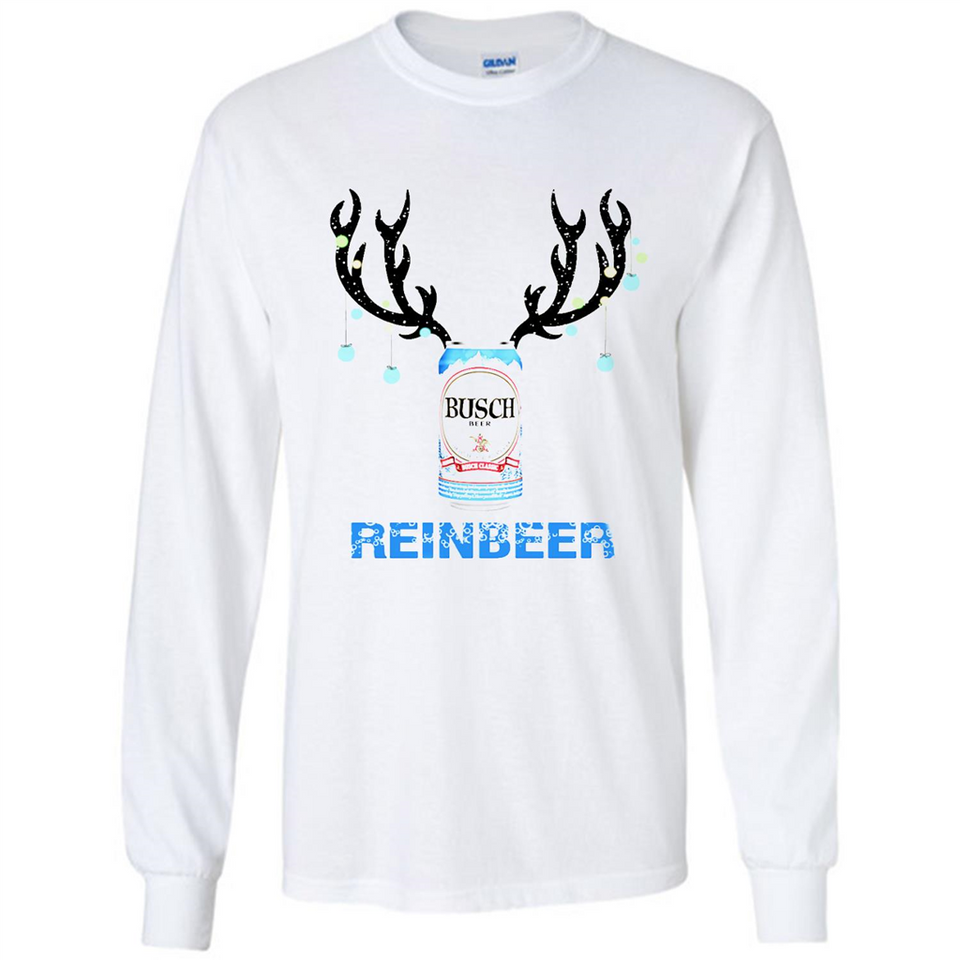 Busch Reinbeer Funny Beer Reindeer Christmas Sweatshirt - Long Sleeve T-Shirt