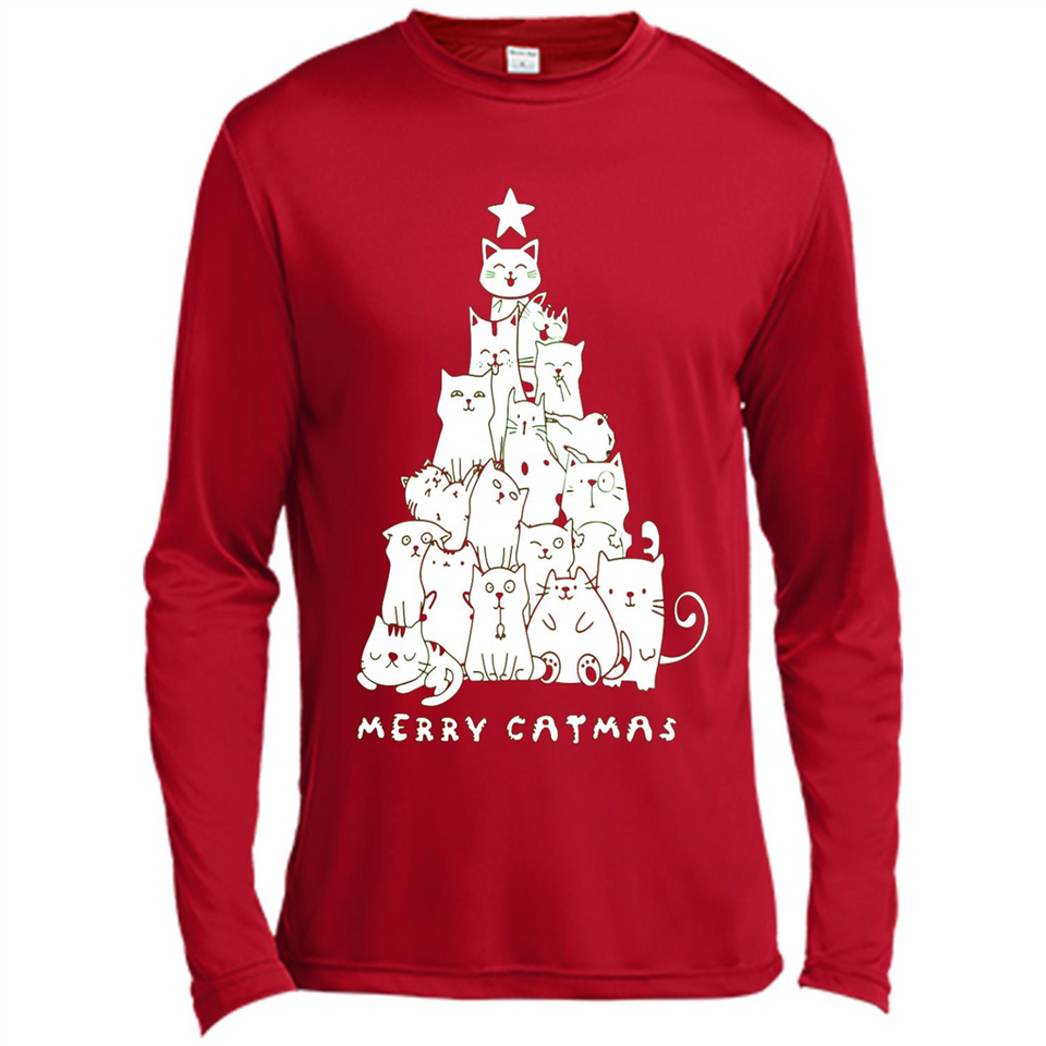 Merry Catmas - Merry Christmas Cat Lover Mug PINGPONG - Canvas Long Sleeve T-Shirt