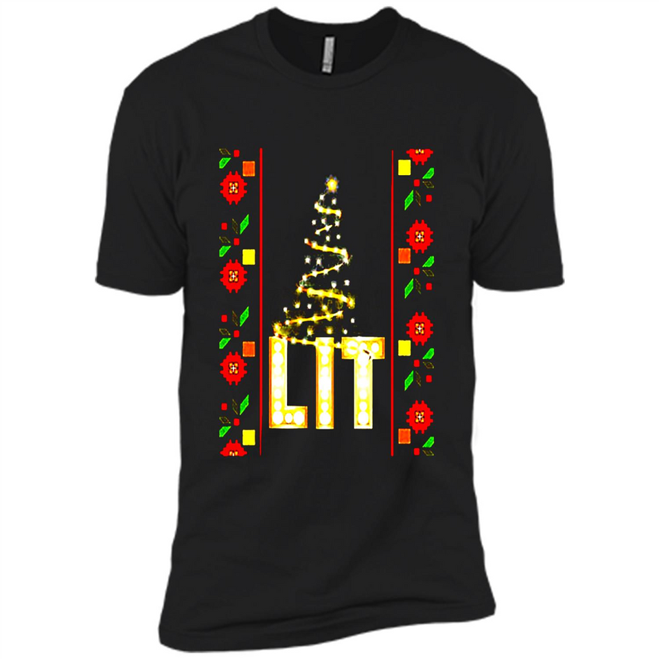 Funny Lets Get Lit Christmas Tree - Premium Short Sleeve T-Shirt