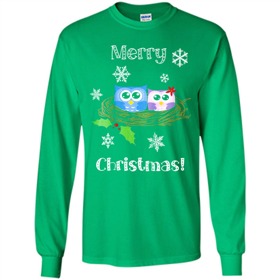 Cute Christmas Shirt Merry Christmas Snowflakes Owls Nest