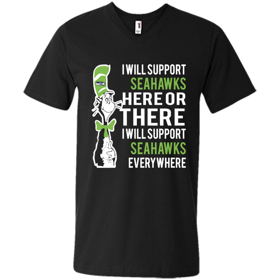 Shirt For Dr Seuss Cat And Seattle Seahawks Fans - Men's V-Neck