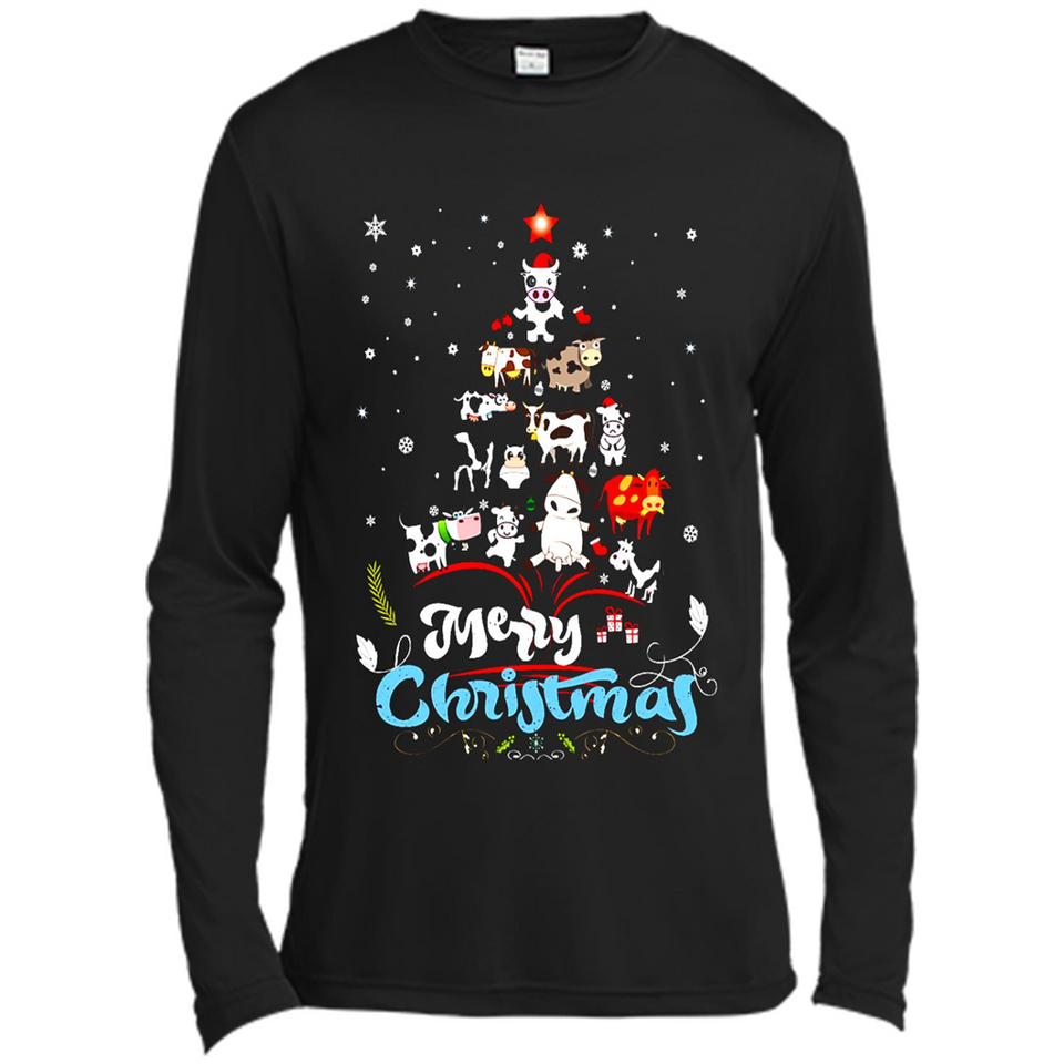 Christmas Ugly Sweater Animal Tree Pine Merry Christmas - Canvas Long Sleeve T-Shirt