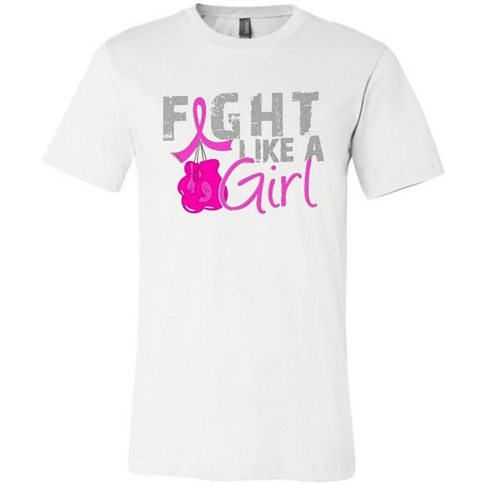 Fight Like A Girl Breast Cancer Awareness - Canvas Unisex T-Shirt