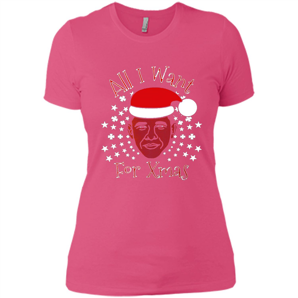 Obama All I Want For Xmas T Shirt PINGPONG - Ladies' Boyfriend T-Shirt