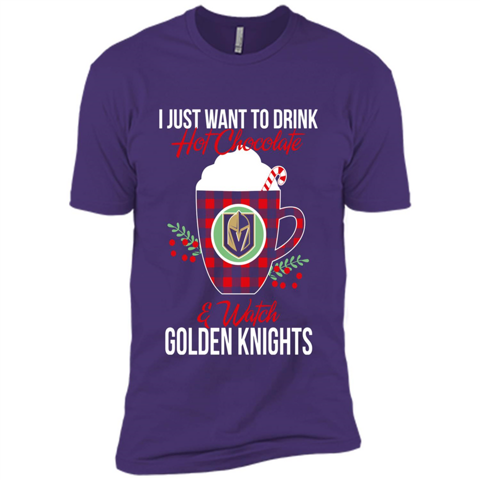 I Just Want To Drink Hot Chocolate & Watch Vegas Golden Knights Ugly Christmas Sweater PINGPONG