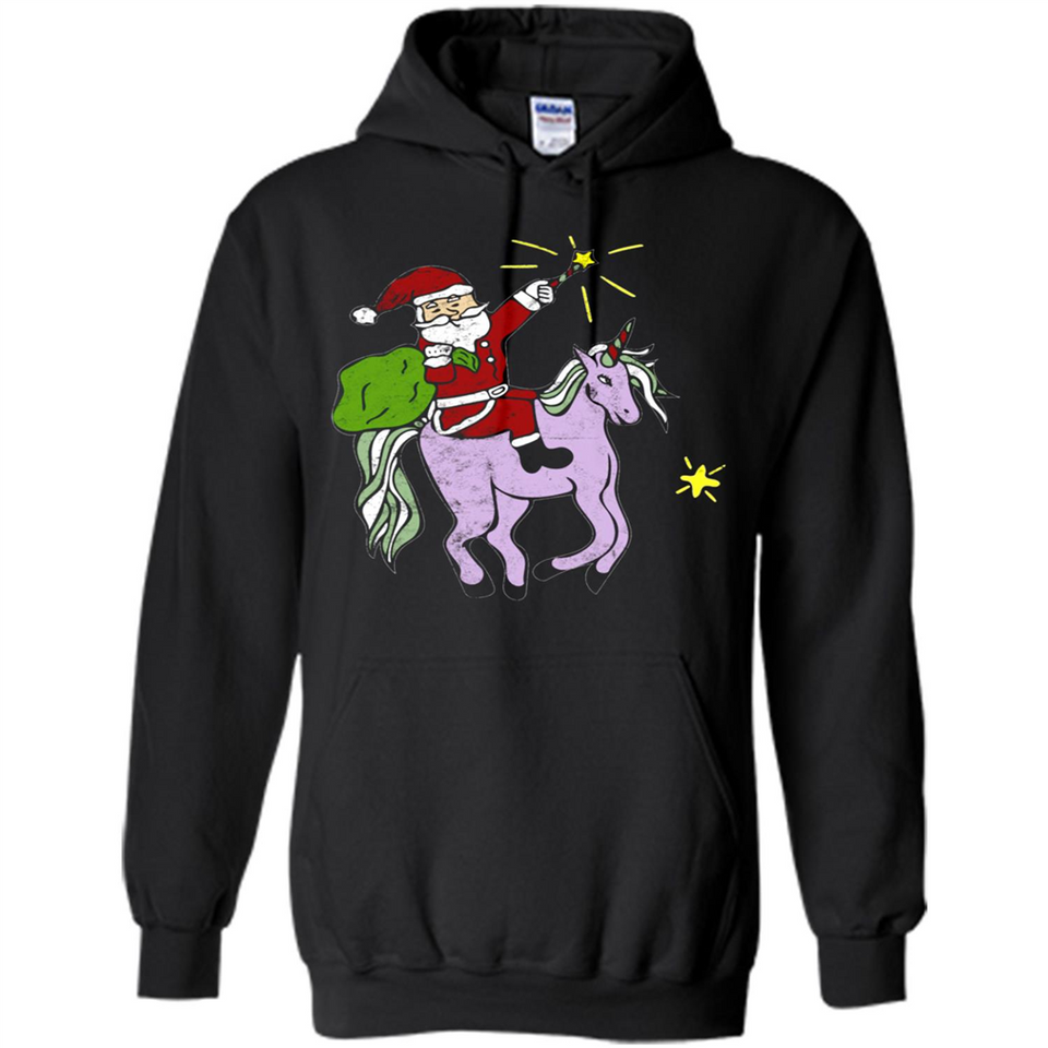 Distressed Retro Santa Riding Unicorn - Hoodie