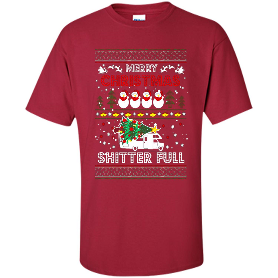 Merry Christmas Shitter Full Christmas Tree Snowman Sweater PINGPONG - Shirt