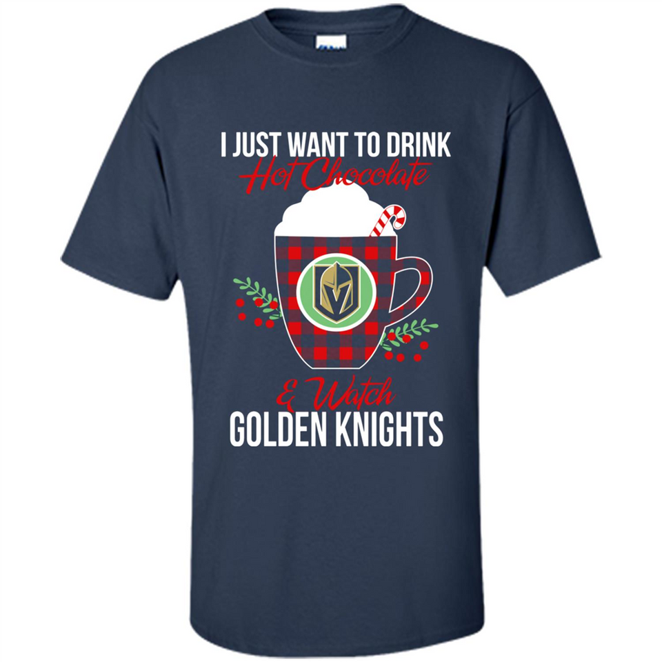 I Just Want To Drink Hot Chocolate & Watch Vegas Golden Knights Ugly Christmas Sweater PINGPONG