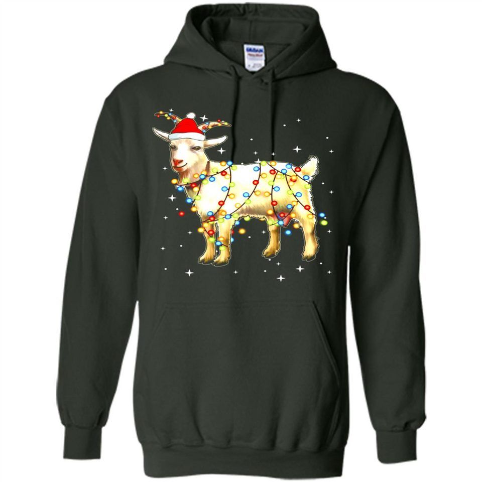 Christmas Lights Goat Wearing Santa Hat Funny Xmas - Hoodie