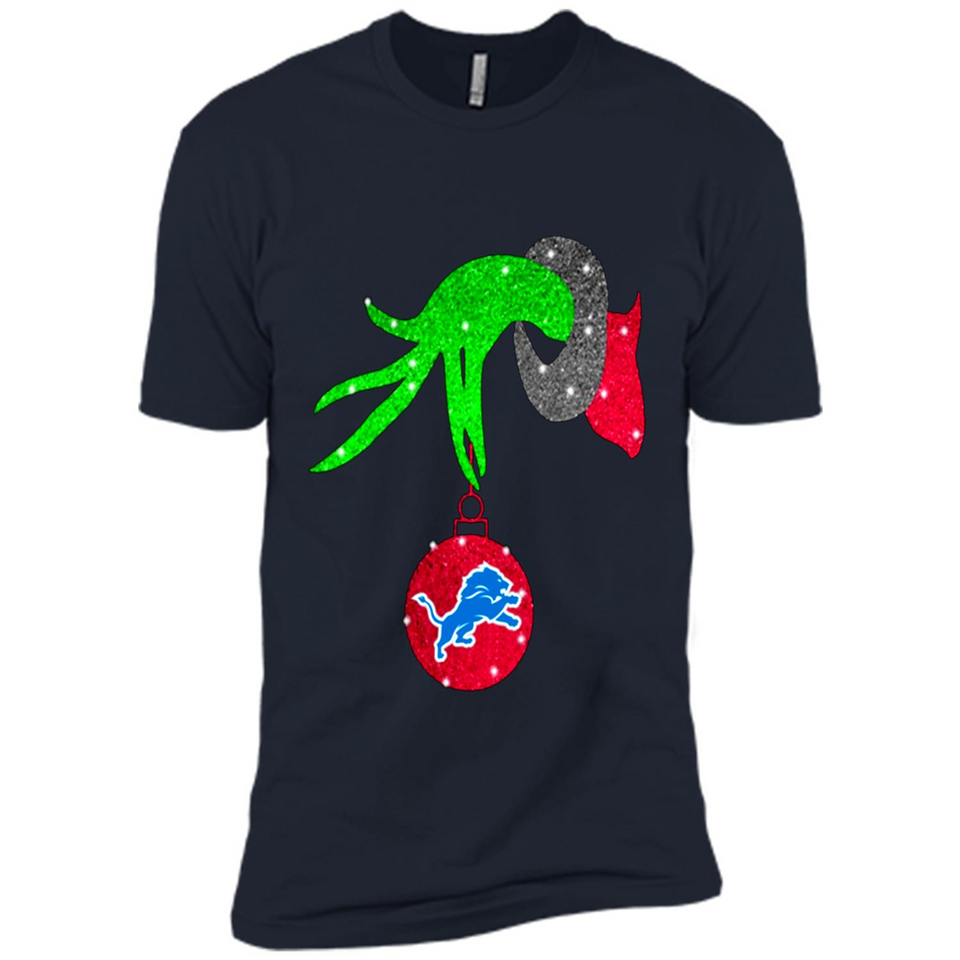 GRINCH HAND HOLDING DETROIT LIONS GLITTER CHRISTMAS PINGPONG