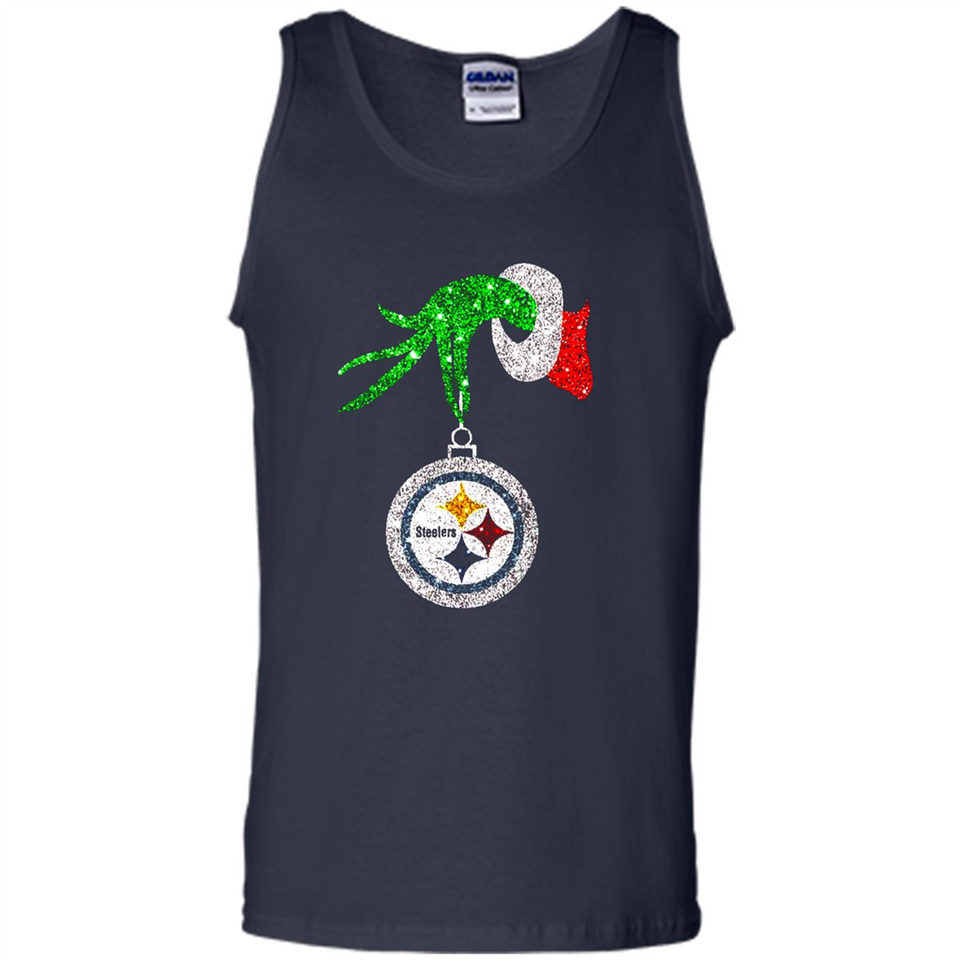 Fantastic Pittsburgh Steelers Glitter Grinch Monogram Ornament Christmas Gift - Tank Top