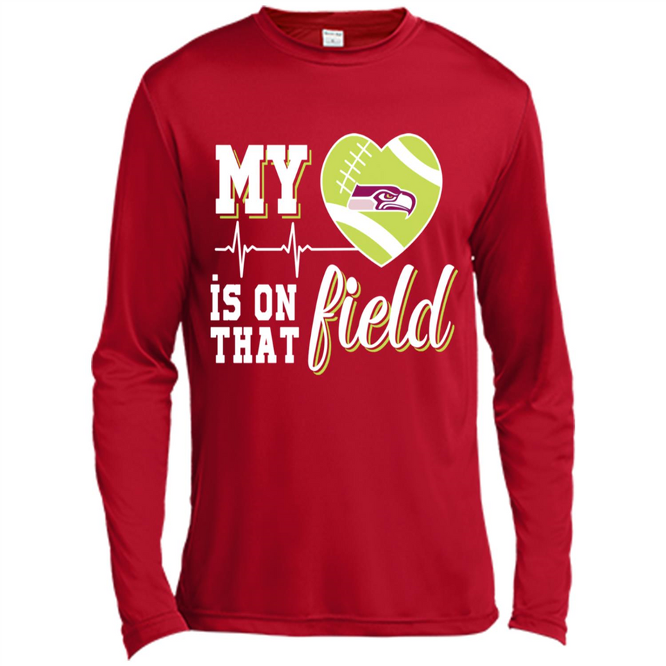 Seattle Seahawks Football My Heart is on that Field - Canvas Long Sleeve T-Shirt
