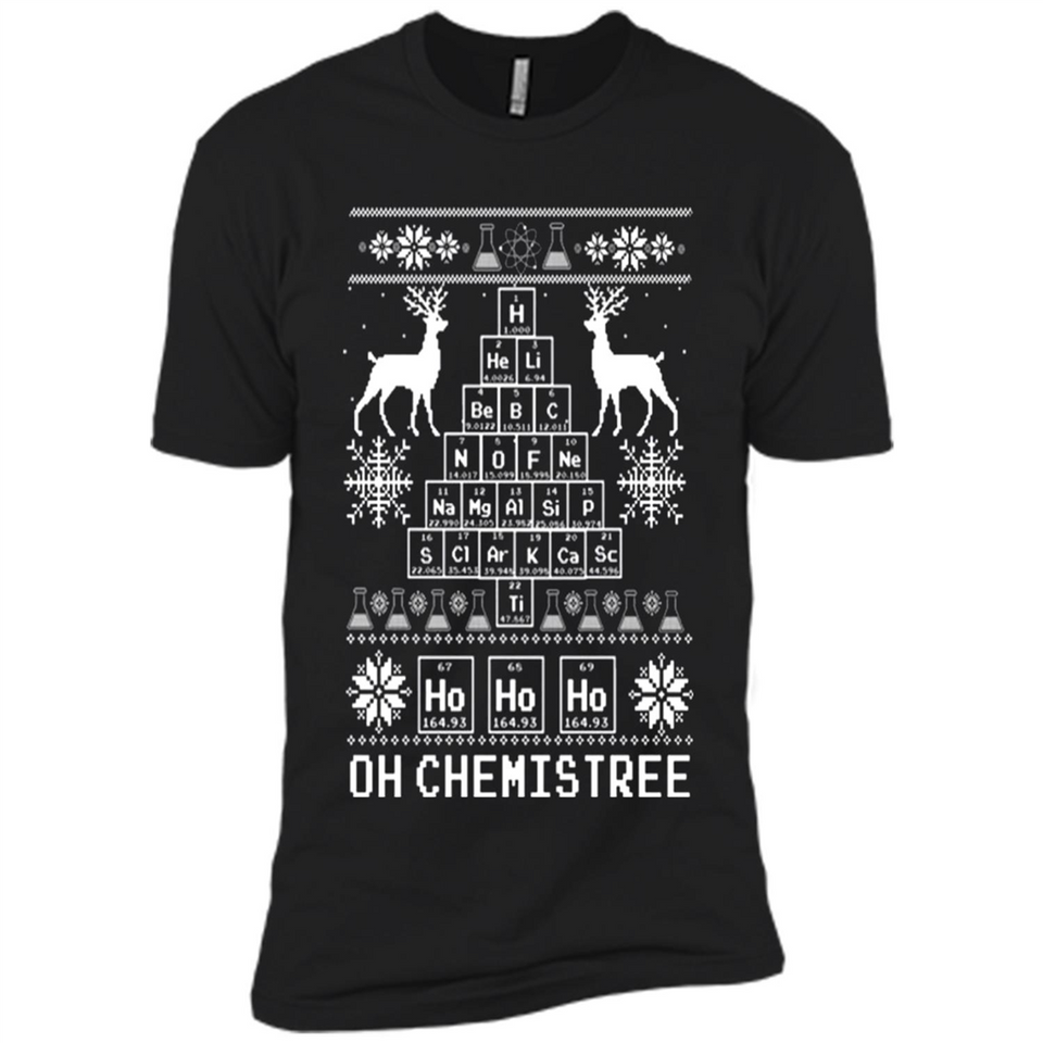 Oh Chemistry Tree Ugly Christmas Sweater - Premium Short Sleeve T-Shirt