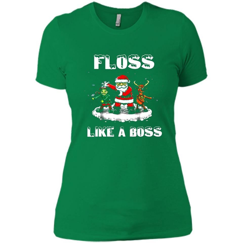 Floss Like A Boss Santa Flossing Dance Funny - Ladies' Boyfriend T-Shirt