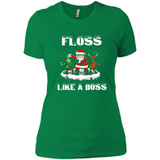 Floss Like A Boss Santa Flossing Dance Funny - Ladies' Boyfriend T-Shirt
