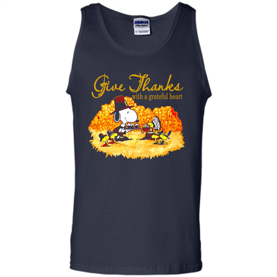 Snoopy Thanksgiving Give Thanks With A Grateful Heart - Tank Top