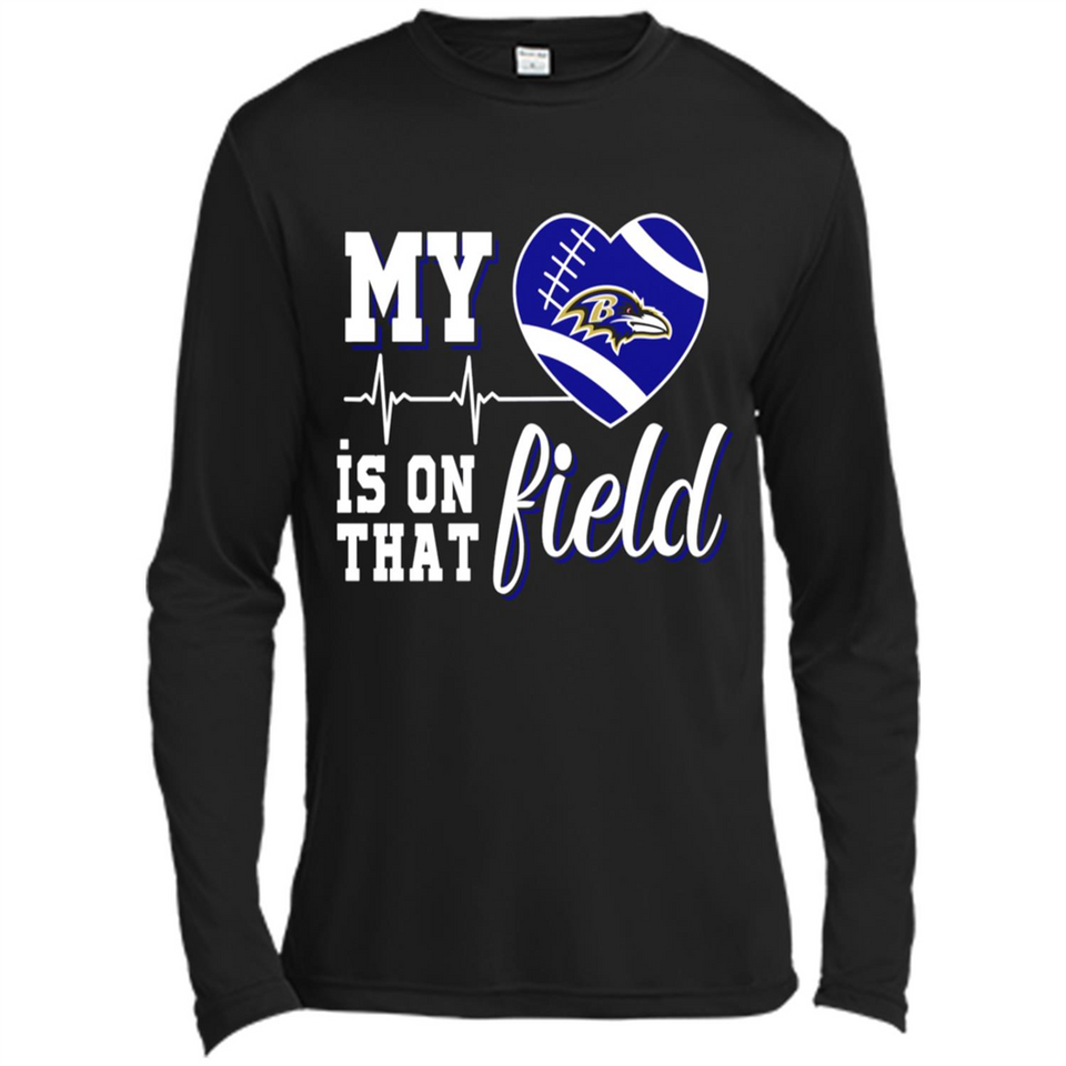 Baltimore Ravens Football My Heart is on that Field - Canvas Long Sleeve T-Shirt